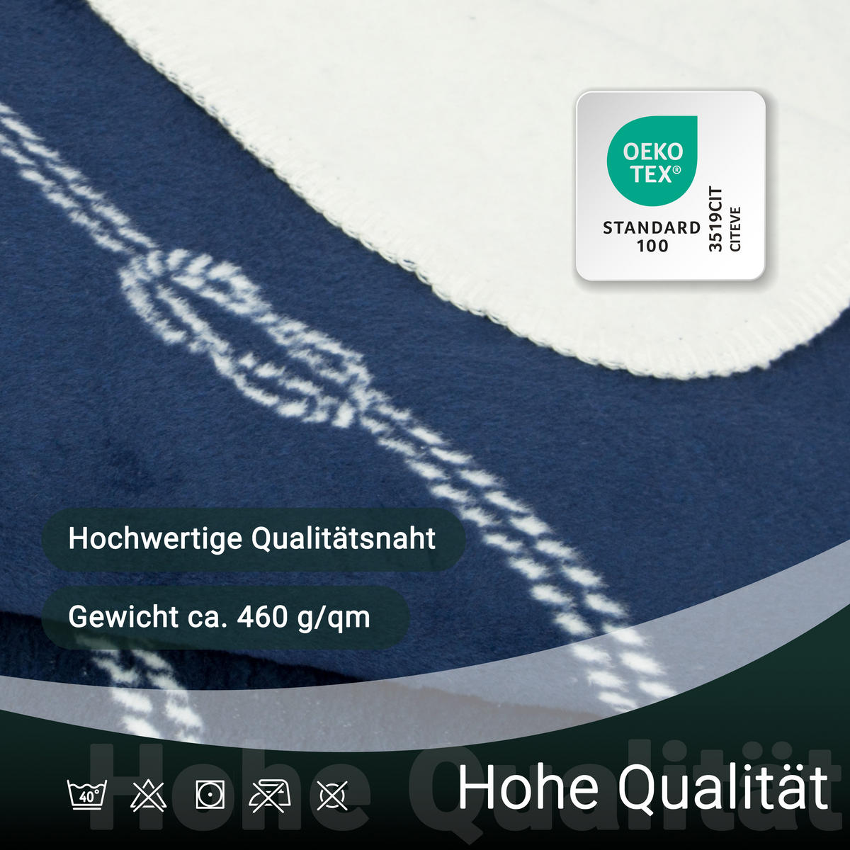 KUSCHELDECKE, 150x200 cm, 60% Baumwolle, 40% Polyacryl, Blau - Dunkelblau, Naturmaterialien (150/200cm) - Zollner