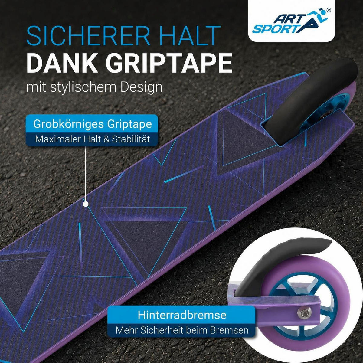 STUNTSCOOTER Retro Purple - Lila, Metall (84/47/84cm) - Artsport