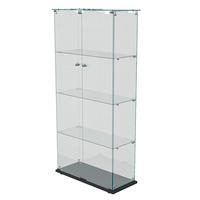 GLASVITRINE 163x78,5x35 cm 2 Türen LED Touch freistehend schwarz - Schwarz, Holz (78.5/163/35cm) - LEBENLANG