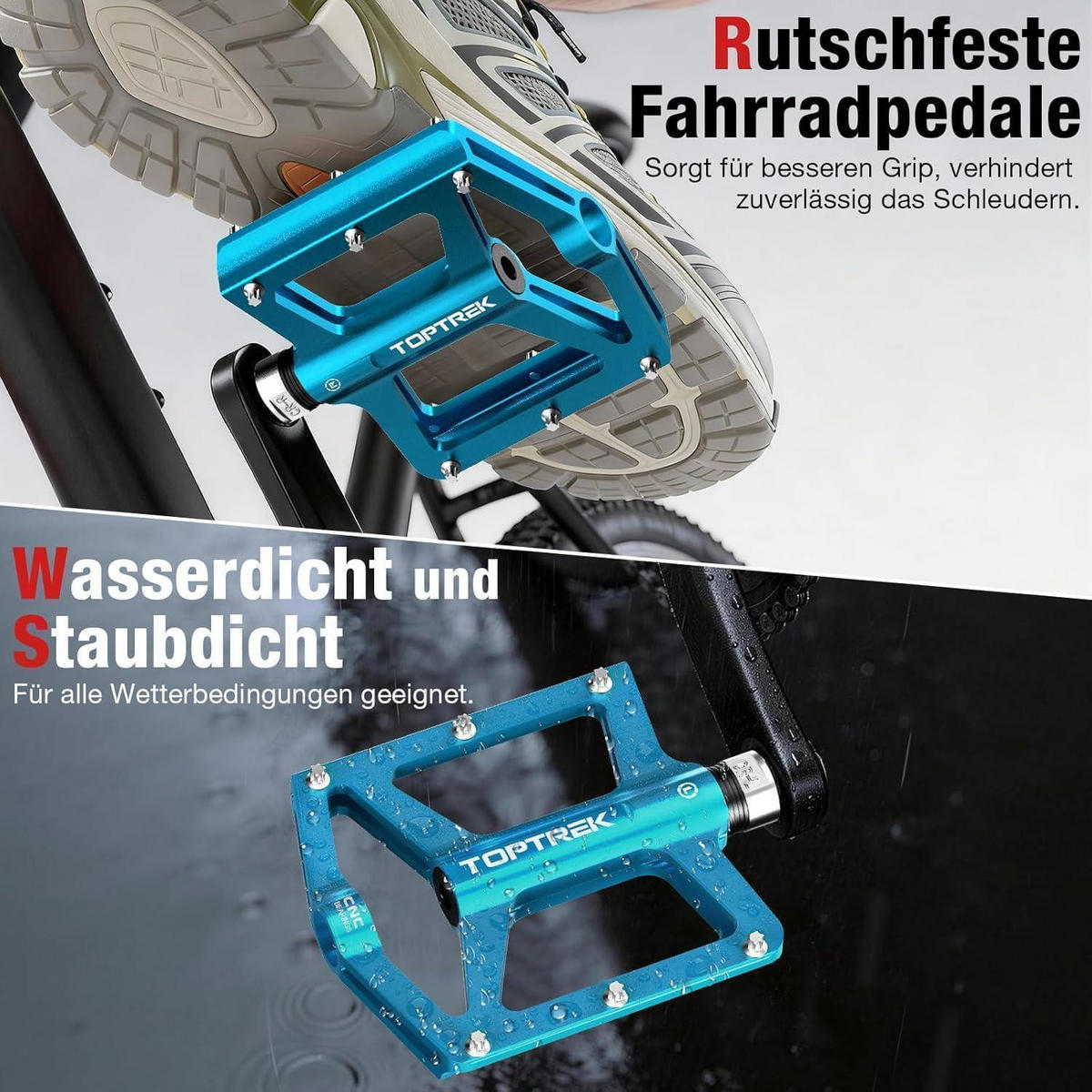 FAHRRADPEDALE Set CNC Aluminium mit 3 Lagern Hellblau - Hellblau, Metall (10.2/1.5/12.5cm)
