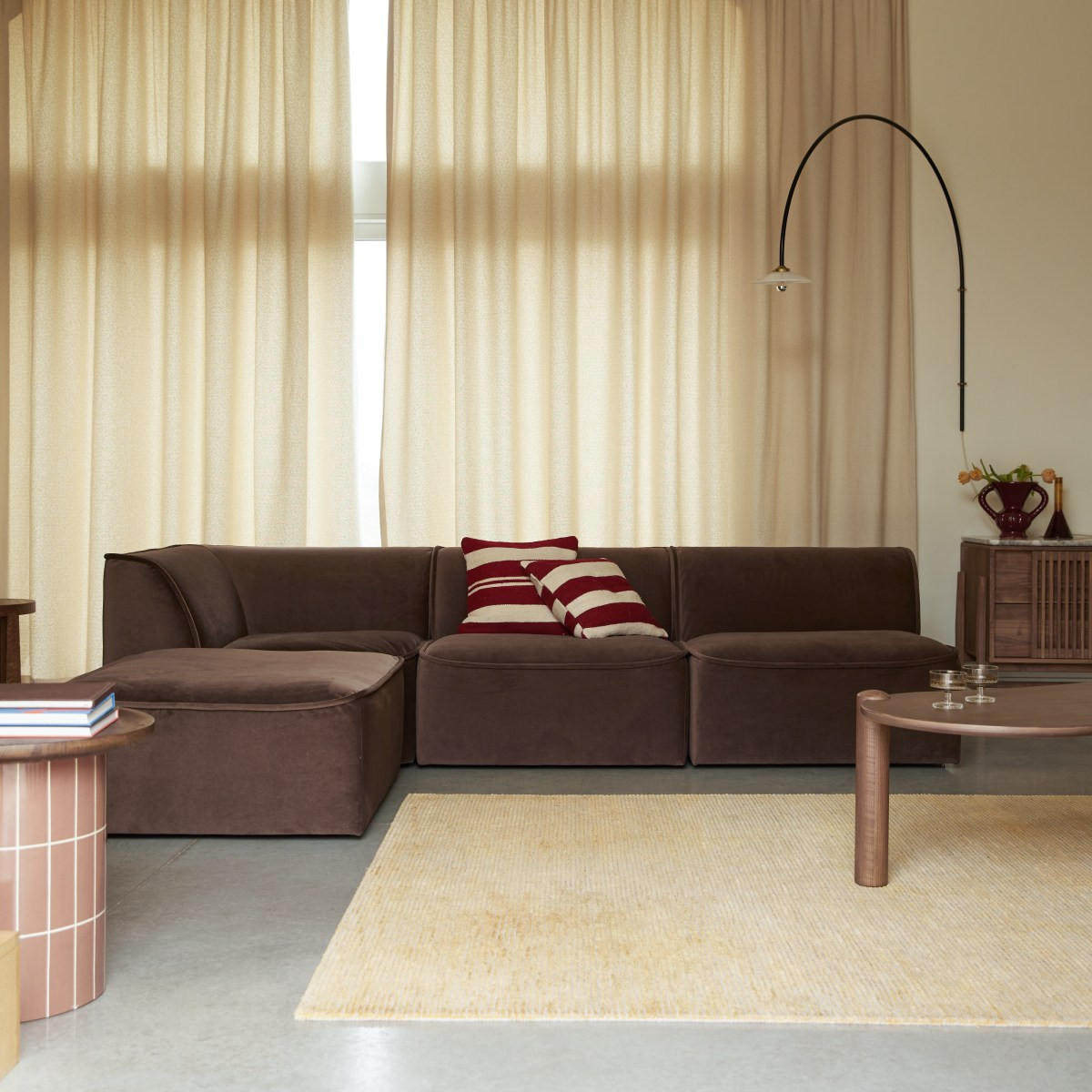 SOFA Quinto Braun aus Stoff - Braun, Textil (285/73/194cm) - Tikamoon