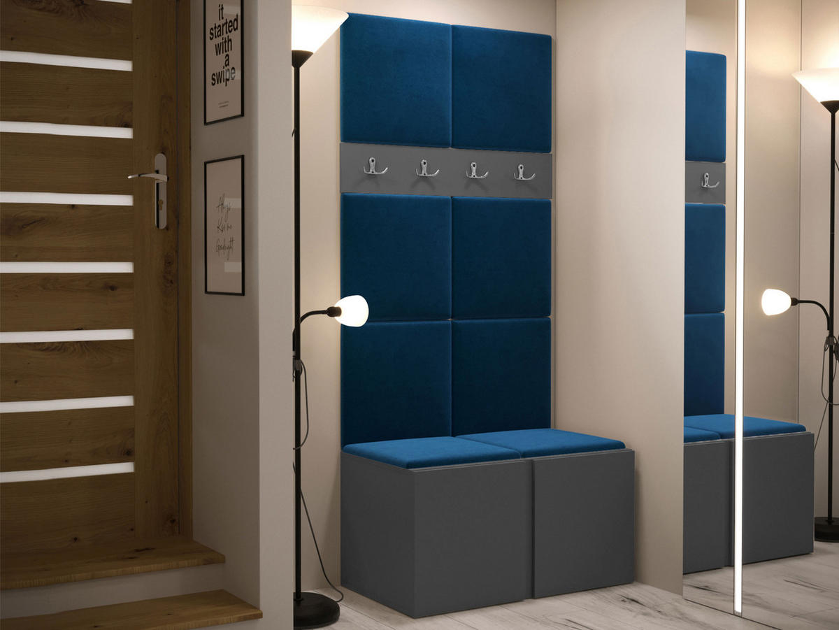 GARDEROBEN-SET Orion IV - Blau/Graphitfarben, Holzwerkstoff/Kunststoff (84/186/46cm) - MIRJAN24