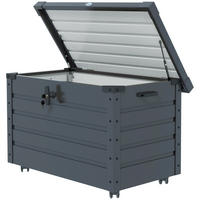 AUFBEWAHRUNGSKISTE mit Rollen mit Schloss, für Balkon, Terrasse, Stahl, Dunkelgrau - Dunkelgrau, Metall (62/65/100cm) - Outsunny