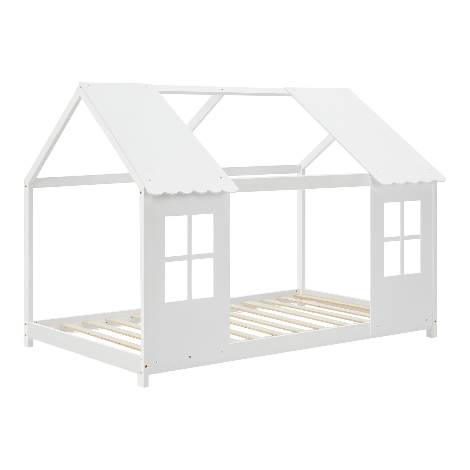 HAUSBETT Tostedt - Weiß, Holz (90/200cm) - [en.casa]