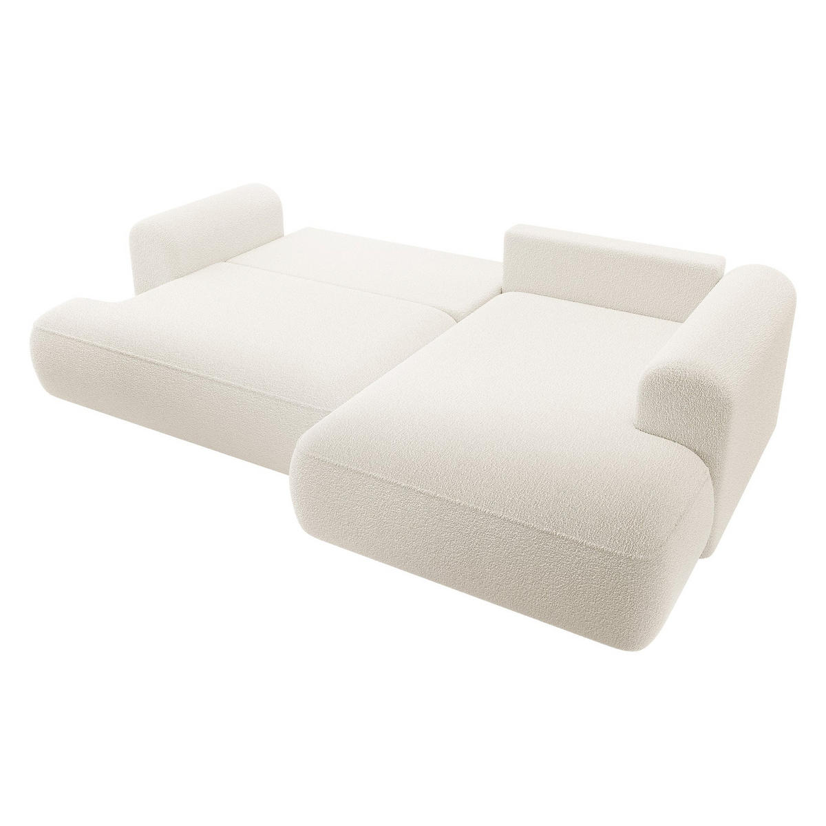 ECKSOFA Ovo Creme Bouclé - Creme/Schwarz, Kunststoff/Textil (165/260cm) - Selsey