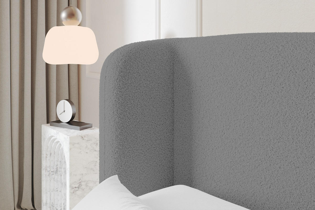 POLSTERBETT mit Bettkasten, Fußteil und Lattenrost, Boxbett ohne Matratze - ESTI-Z 160x200 Grau - Schieferfarben, Holzwerkstoff/Textil (160/200cm) - ALTDECOR