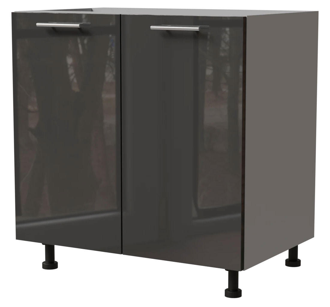 KÜCHENUNTERSCHRANK Essen D11/80 Graphit Hochglanz / Grau Matt 80 / 50 / 82cm - Graphitfarben/Grau, Holz/Holzwerkstoff (80/82/50cm) - Feldmann-Wohnen