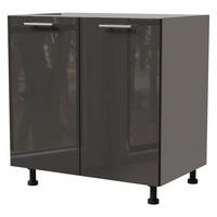 KÜCHENUNTERSCHRANK Essen D11/80 Graphit Hochglanz / Grau Matt 80 / 50 / 82cm - Graphitfarben/Grau, Holz/Holzwerkstoff (80/82/50cm) - Feldmann-Wohnen