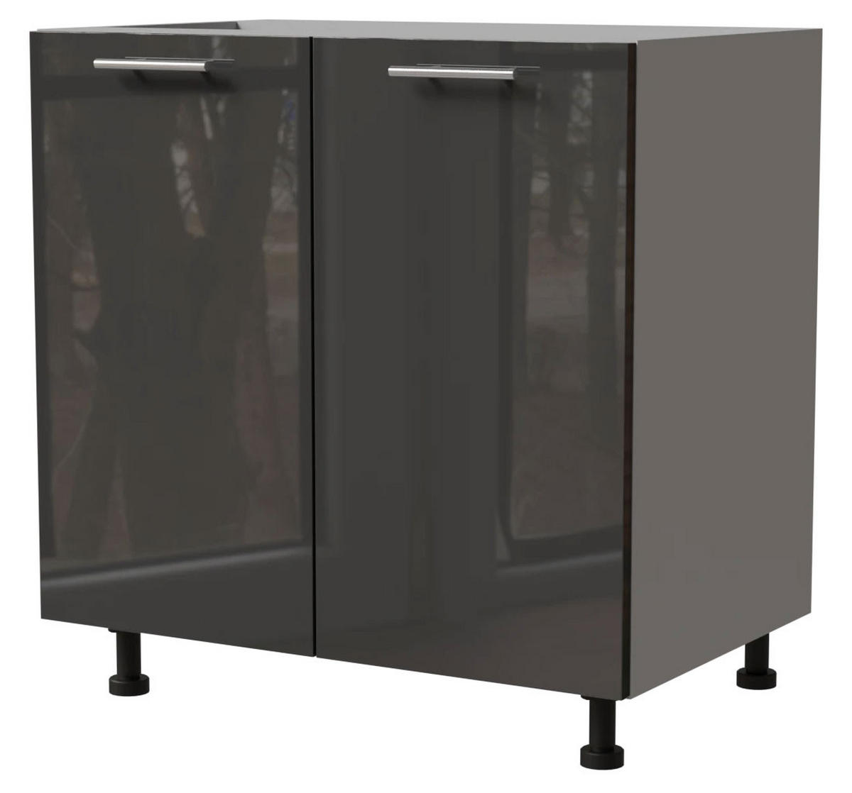 KÜCHENUNTERSCHRANK Essen D11/80 Graphit Hochglanz / Grau Matt 80 / 50 / 82cm - Graphitfarben/Grau, Holz/Holzwerkstoff (80/82/50cm) - Feldmann-Wohnen