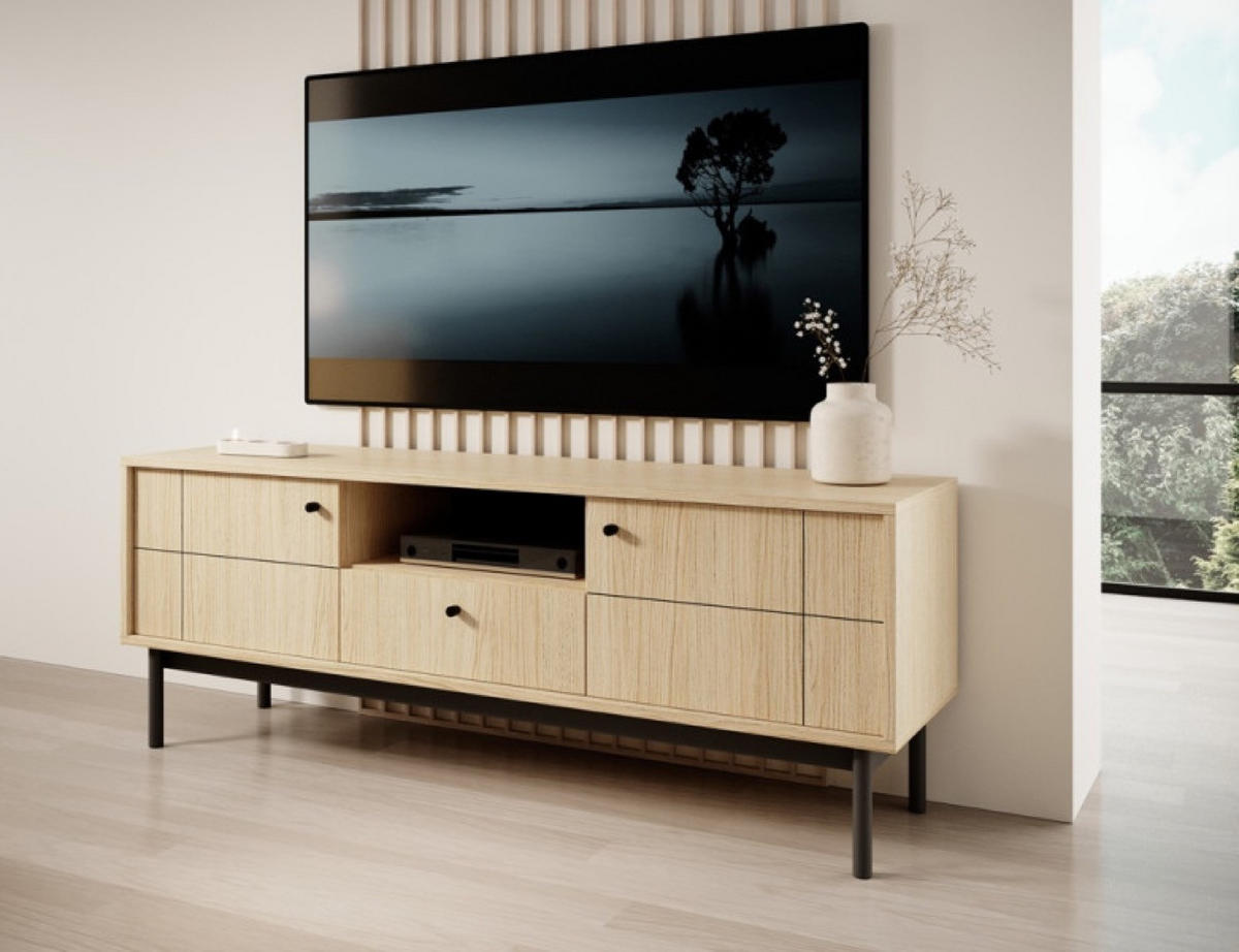 SCHRANK Eiche Linea TV-Schrank - Multicolor, Holzwerkstoff (153.4/56.5/39cm) - Sepro Meble