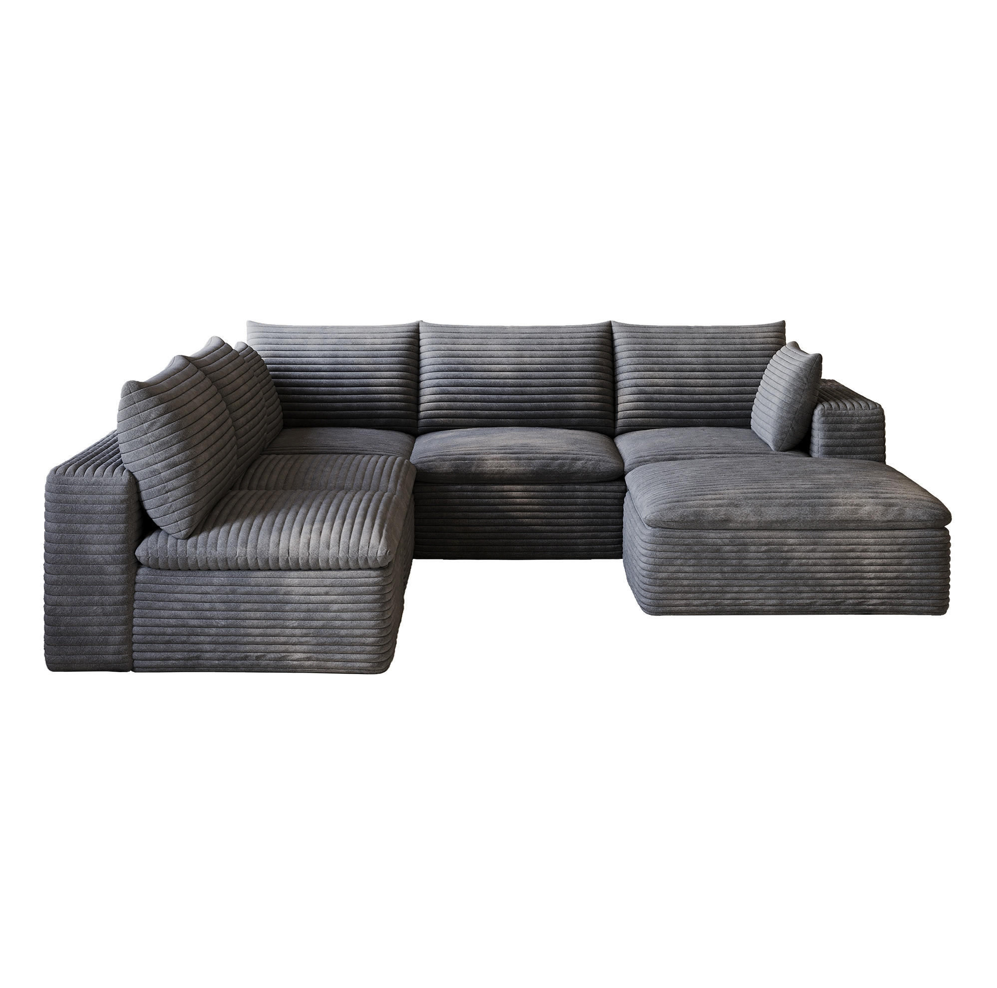 WOHNLANDSCHAFT aus Stoff 260x250 cm Dunkelgrau mit flexiblem Aufbau und weicher Schaumstoffpolsterung - Dunkelgrau, Textil (260/60/250cm) - Modfu