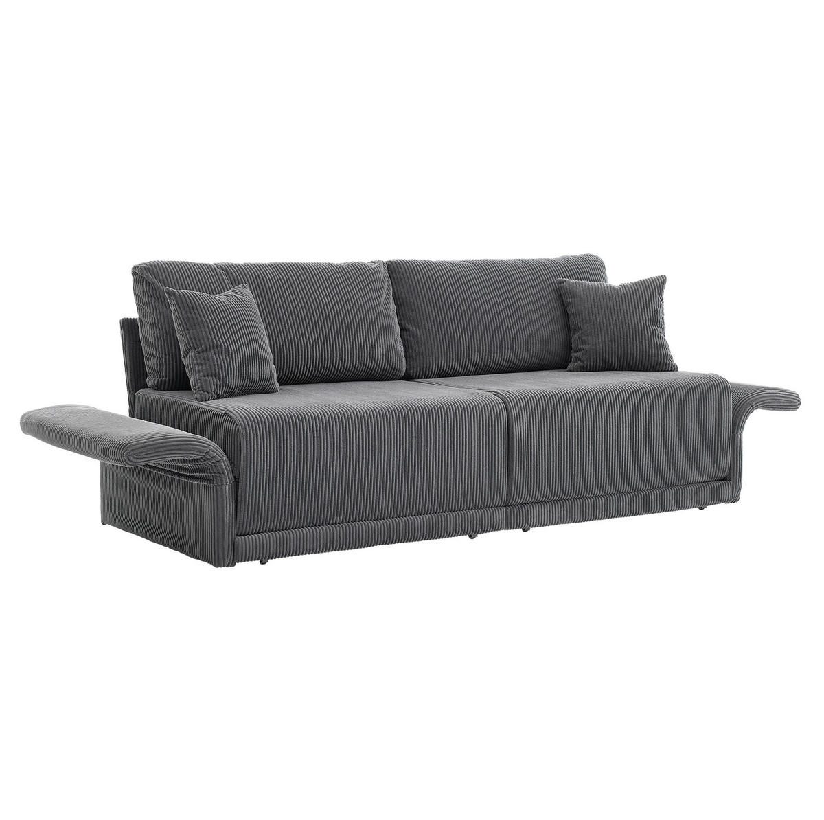 SOFA mit Schlaffunktion 182 x 88 x 84 cm Cord Grau - Grau, Metall (182/84/88cm) - Meubliv