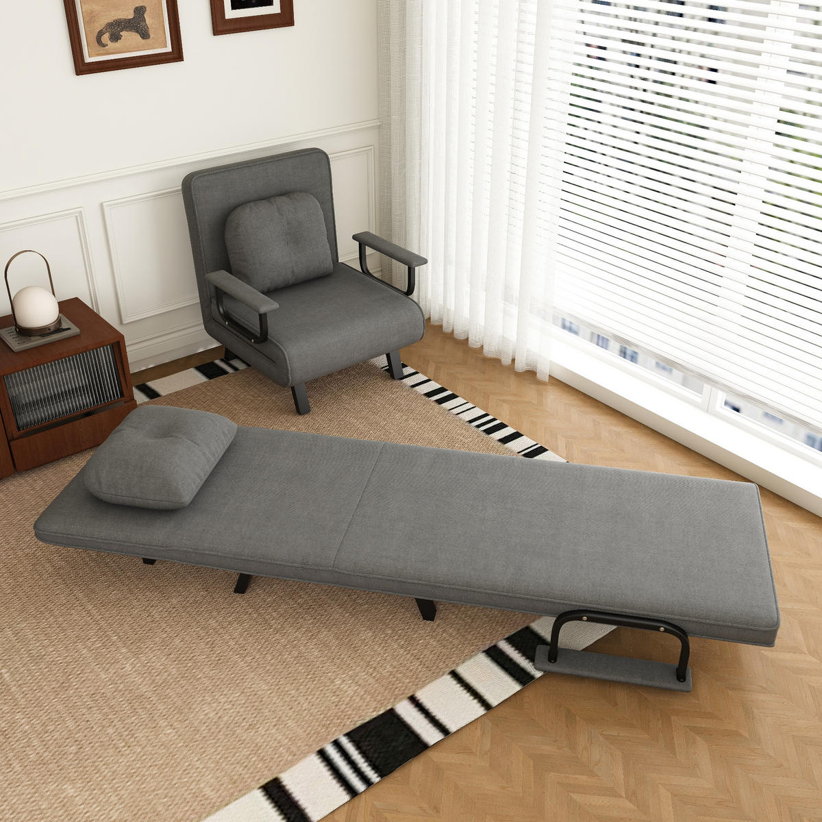 SCHLAFSESSEL 5-fach verstellbar und Liegefunktion, DE-42425, Grau - Grau, Metall (60/79/60cm) - ComfortXL