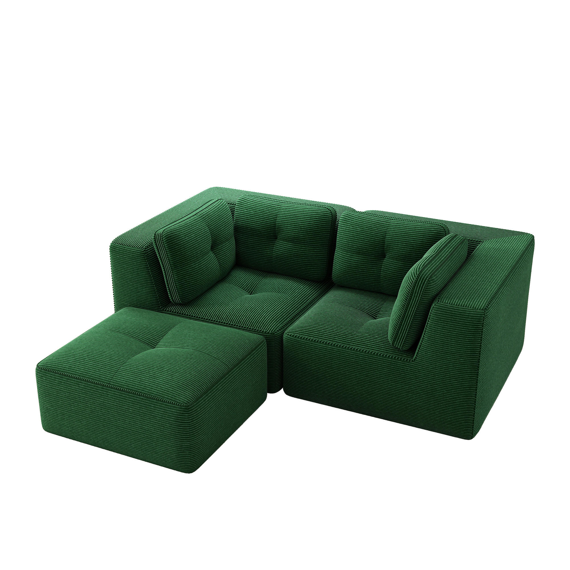 ECKSOFA DE-34220 2-Sitzer mit Fußstütze Grün - Grün, Textil (177/208cm) - ComfortXL