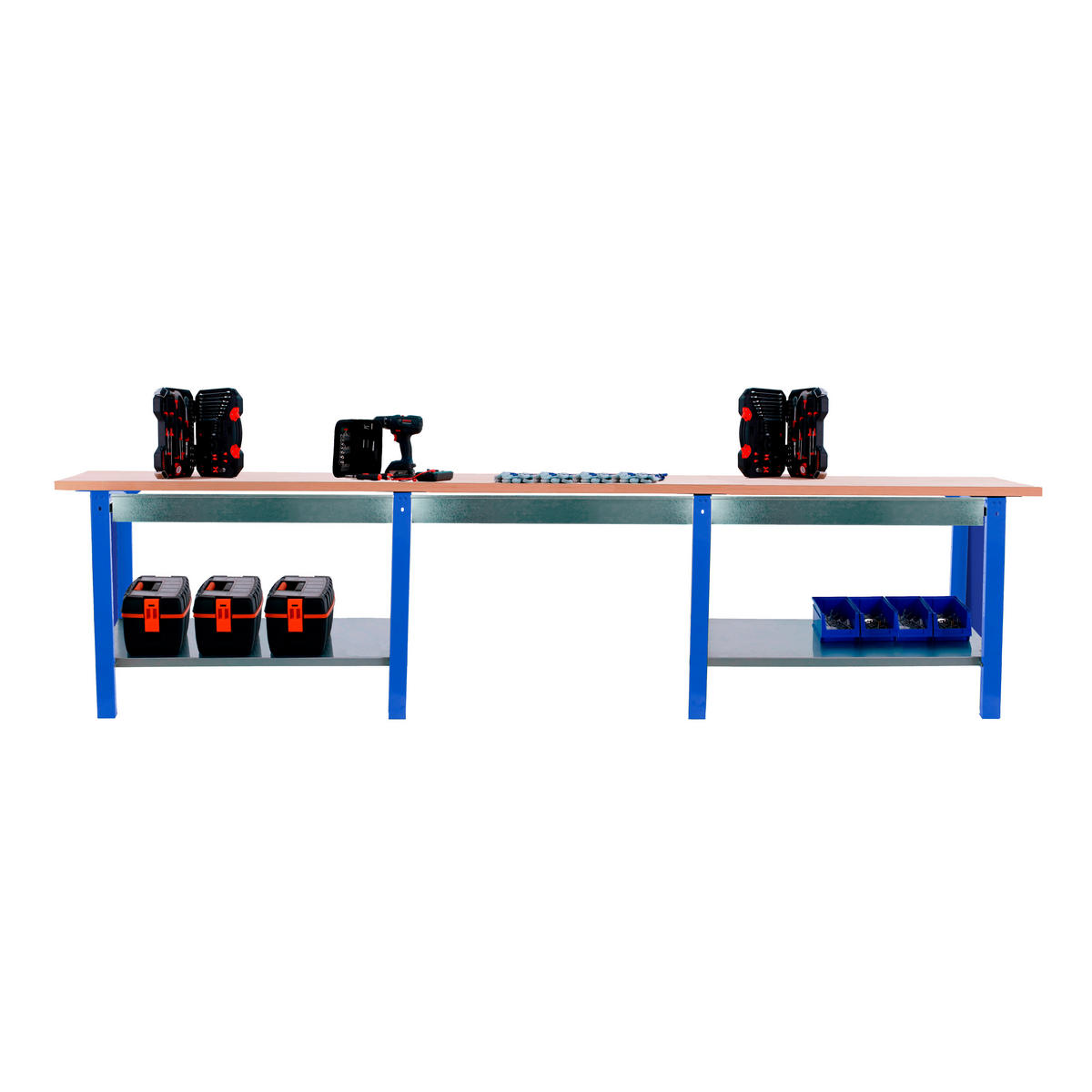 WERKBANK Buffalo Wood mit 3x Schublade HxBxT 86,5 x 300 x 75 cm Traglast 1000 kg Blau - Blau, Metall (300/86.5/75cm) - PROREGAL