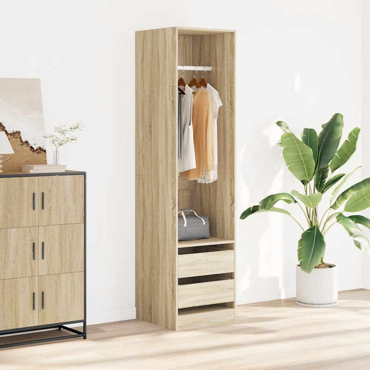 KLEIDERSCHRANK Dunn 50/50/200 cm - Braun, Holzwerkstoff (50/200/50cm) - Nettlife