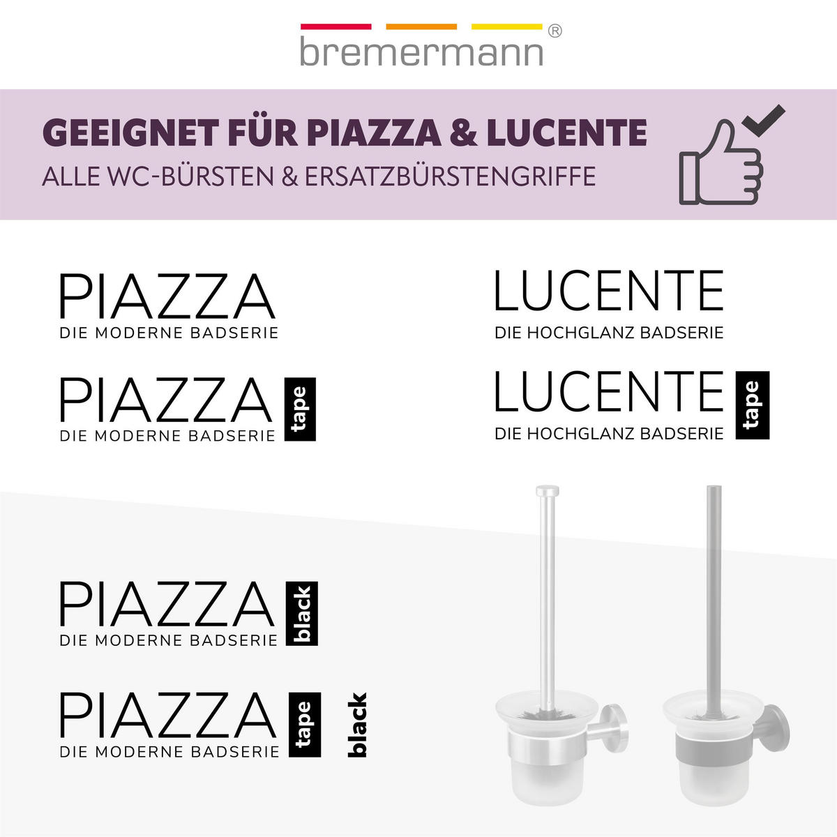 ERSATZBÜRSTENKÖPFE PIAZZA & LUCENTE 2er-Set, schwarz - Schwarz, Kunststoff (1/9.5cm) - bremermann