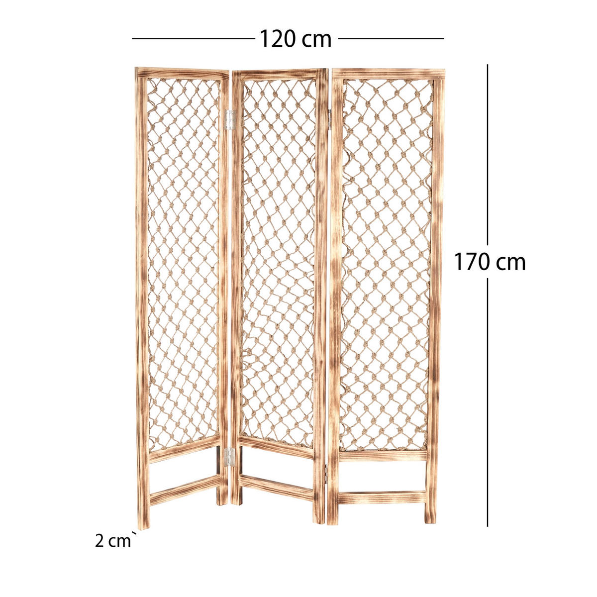 RAUMTEILER Nodi 3-tlg. Holz natur - Naturfarben, Holz (120/170/2.2cm) - CREEDWOOD