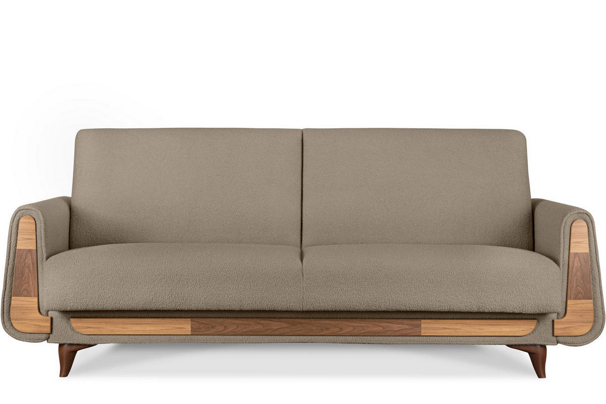 3-SITZER-SCHLAFSOFA GUSTAVO mit Armlehnen, braun - Braun, Holz/Holzwerkstoff (230/98/98cm) - KONSIMO®