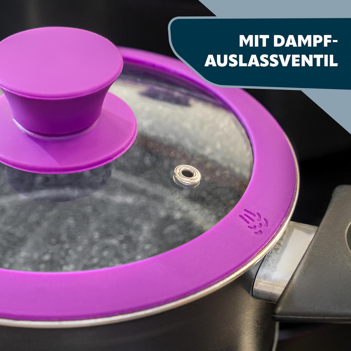 GLASDECKEL mit Silikonrand 20 cm lila - Lila, Glas (20/20/4cm) - bremermann