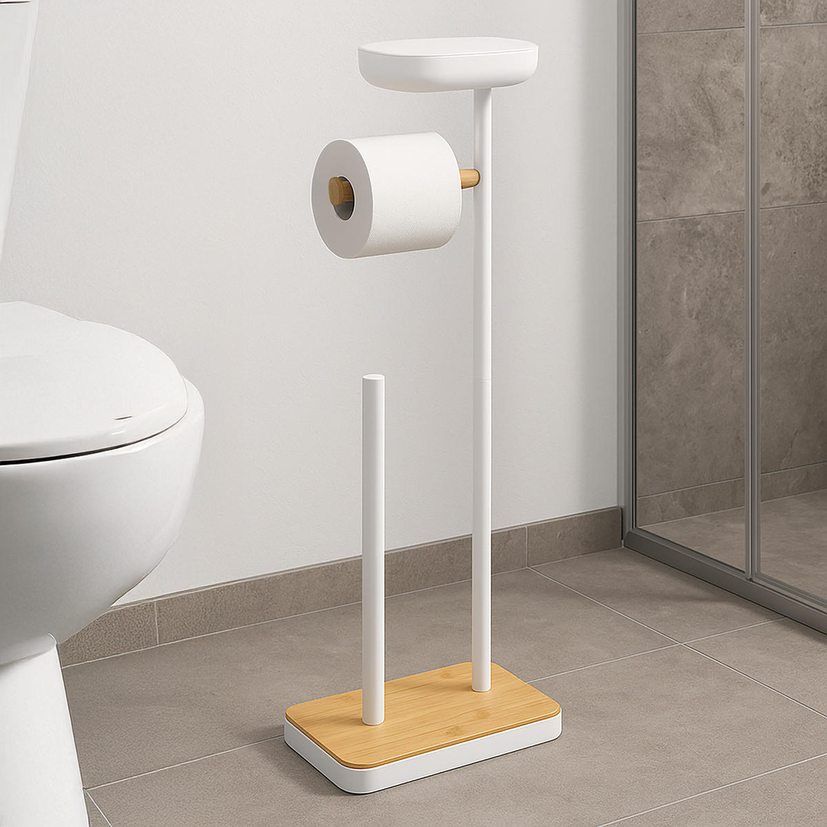 TOILETTENPAPIERHALTER - Weiß, Holz/Kunststoff (20.5/68/16cm) - Relaxdays