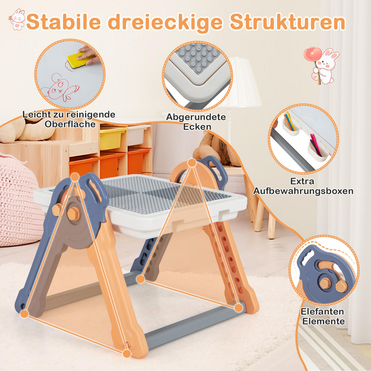 KINDERTISCH Mehrfarbig - Multicolor, Kunststoff (58/55/84cm) - COSTWAY