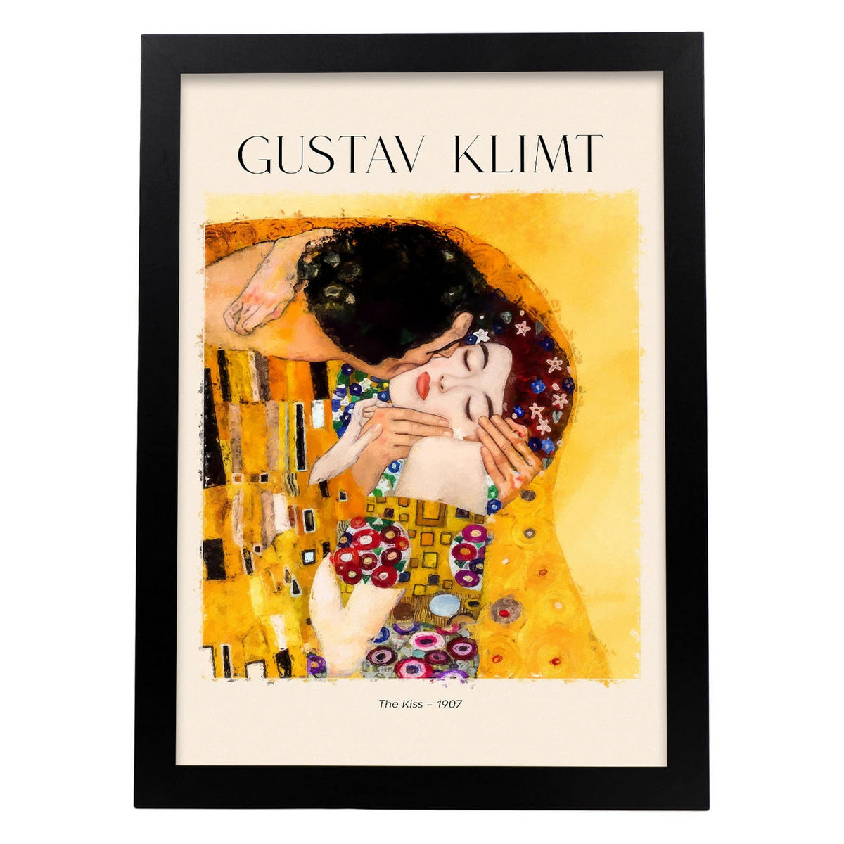 POSTER Der Kuss A3 Schwarzer Rahmen - Schwarz, Papier (29.7/5/42cm) - Nacnic