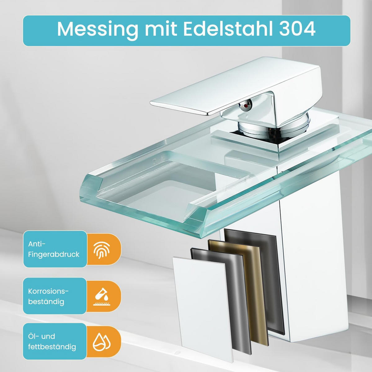 BADEZIMMERARMATUR, 160*150mm, mit Zulaufrohr und Abdeckung, silber. - Silberfarben, Metall (30/15/23cm) - Vallsero