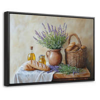 LEINWAND Bilder mit Rahmen - Lavendel - Brot - Stilleben - 30x20 - Flieder, Textil (30/20cm) - MuchoWow