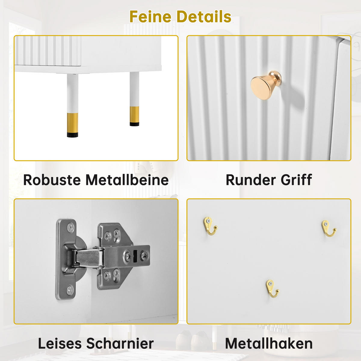 GARDEROBE Schrank Schuhschrank Haken Metallfüße Modern - Weiß, Holzwerkstoff (70/180/35cm) - FLIEKS