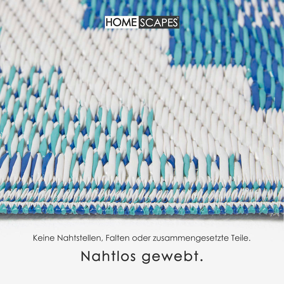 OUTDOORTEPPICH-LÄUFER Mia geometrisch gemustert 75/200 cm - Blau, Kunststoff (75/200cm) - Homescapes