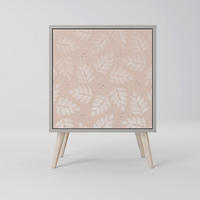 SIDEBOARD LEAVES ON BEIGE, Grau, 57,5x42x77,5 cm, Schräge Buchenholzfüße - Buchefarben/Multicolor, Holzwerkstoff/Buchenholz (57.5/77.5/42cm) - SpaceRebels
