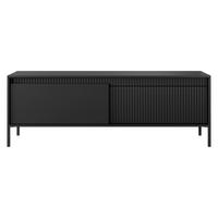 LOWBOARD Trentinis 2T Schwarz 153,5/53,4/39,5 cm – Geriffelten Fronten - Schwarz, Holzwerkstoff/Metall (153.5/53.4/39.5cm) - AX Living