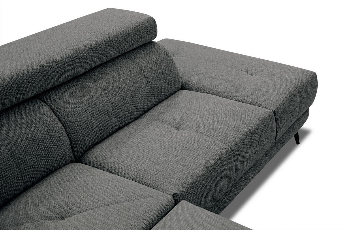 ECKSOFA MORELLO 5-Sitzer, dunkelgrau - Dunkelgrau/Schwarz, Holzwerkstoff/Textil (287/228cm) - Courtois Laville