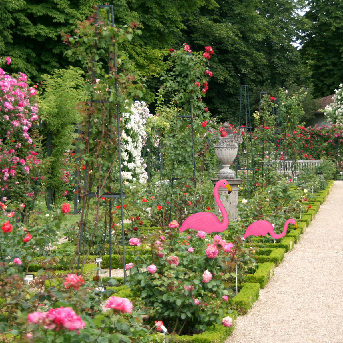 2XFLAMINGOFIGUR - Pink, Kunststoff/Metall (7.5cm) - Relaxdays