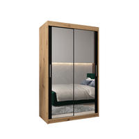 SCHWEBETÜRENSCHRANK 200/120/62 2-türig - Silberfarben/Schwarz, Holz/Kunststoff (120/200/62cm) - Abiks Möbel