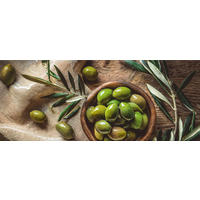 GLASBILD 125x50 cm Bild Küche Oliven - Braun, Glas (125/50cm) - artissimo