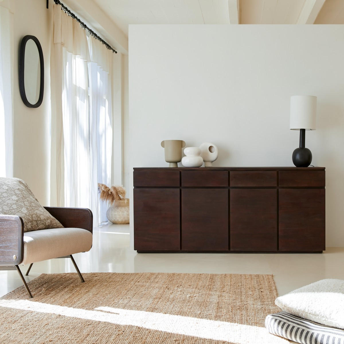 SIDEBOARD Eva Braun aus Mahagoni - Braun, Holz (200/90/45cm) - Tikamoon