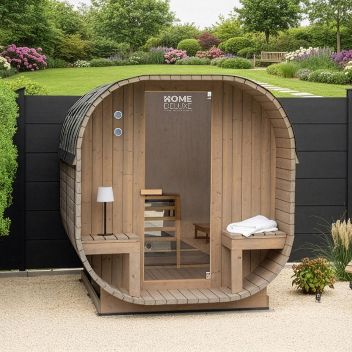 OUTDOOR SAUNA CUBE DELUXE L - DELUXE L - Braun, Holz (192.8/220/194cm) - Home Deluxe