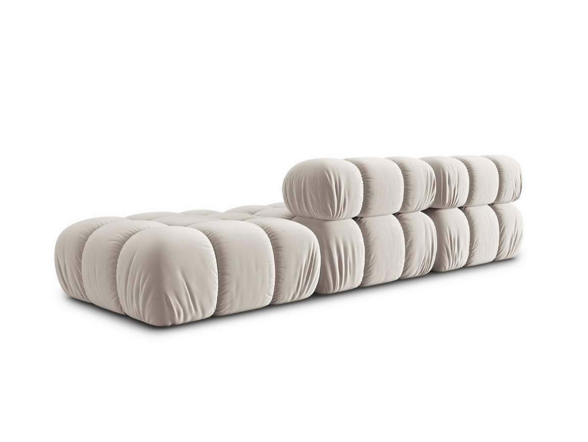 MODULARES-SOFA rechts Bellis aus Samt leichtes beige 4 Sitzplätze - Creme, Textil (94/63/282cm) - Micadoni