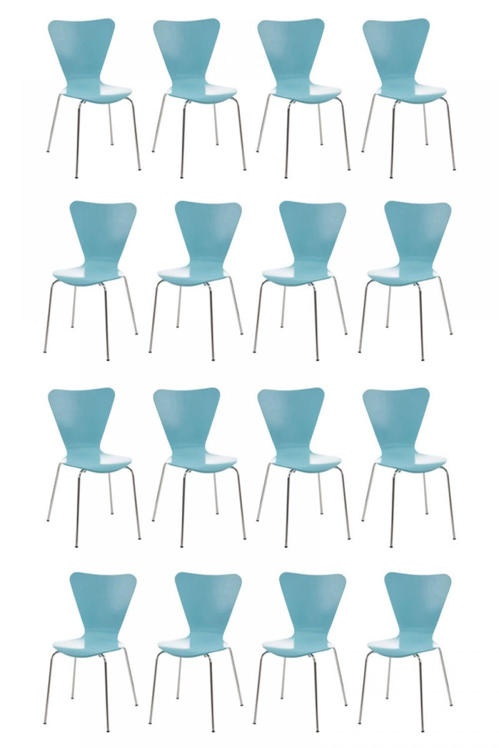 BESUCHERSTUHL 16er Set Holz hellblau - Hellblau, Holz/Metall (45/85/49cm) - CLP