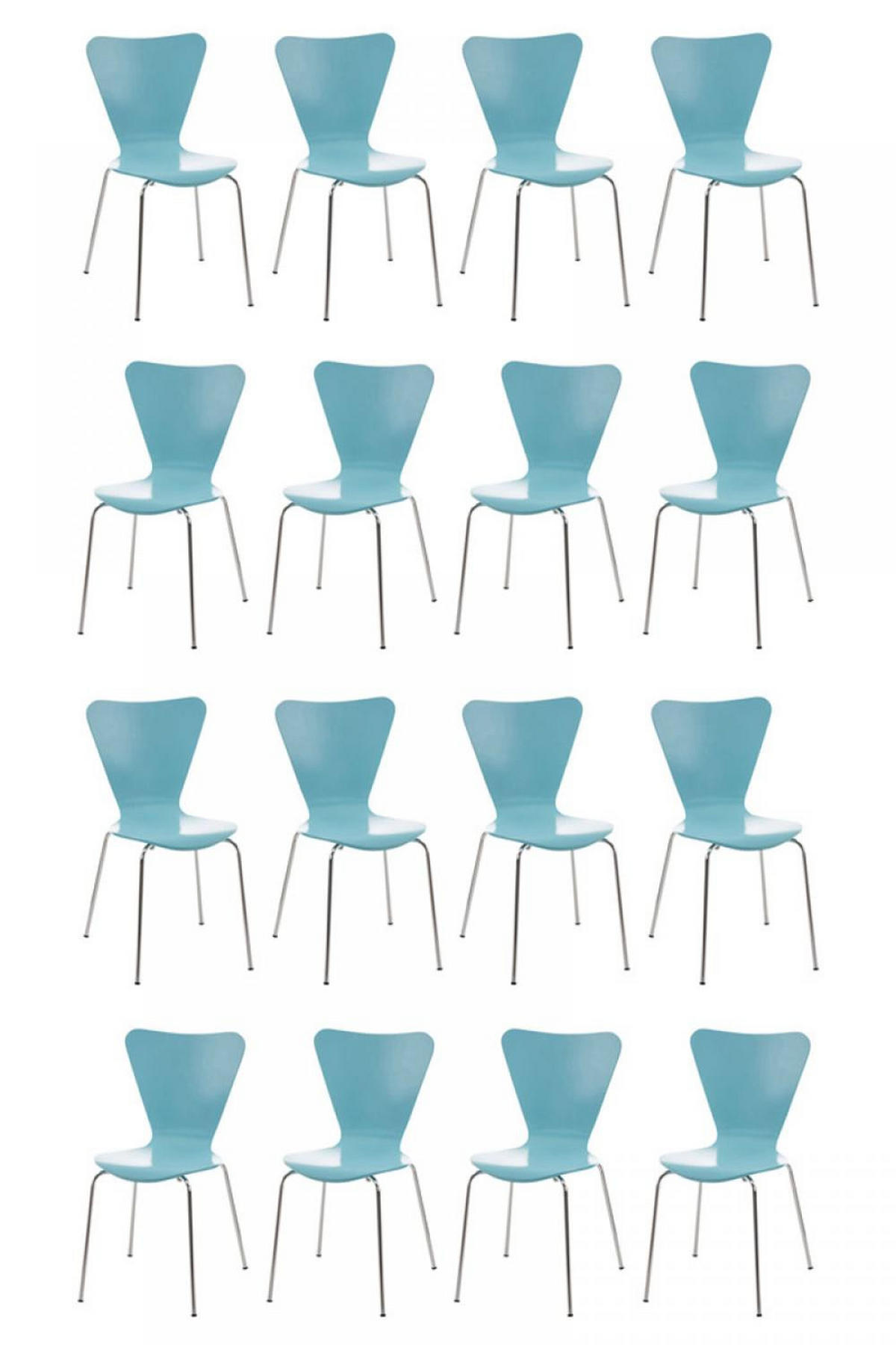 BESUCHERSTUHL 16er Set Holz hellblau - Hellblau, Holz/Metall (45/85/49cm) - CLP