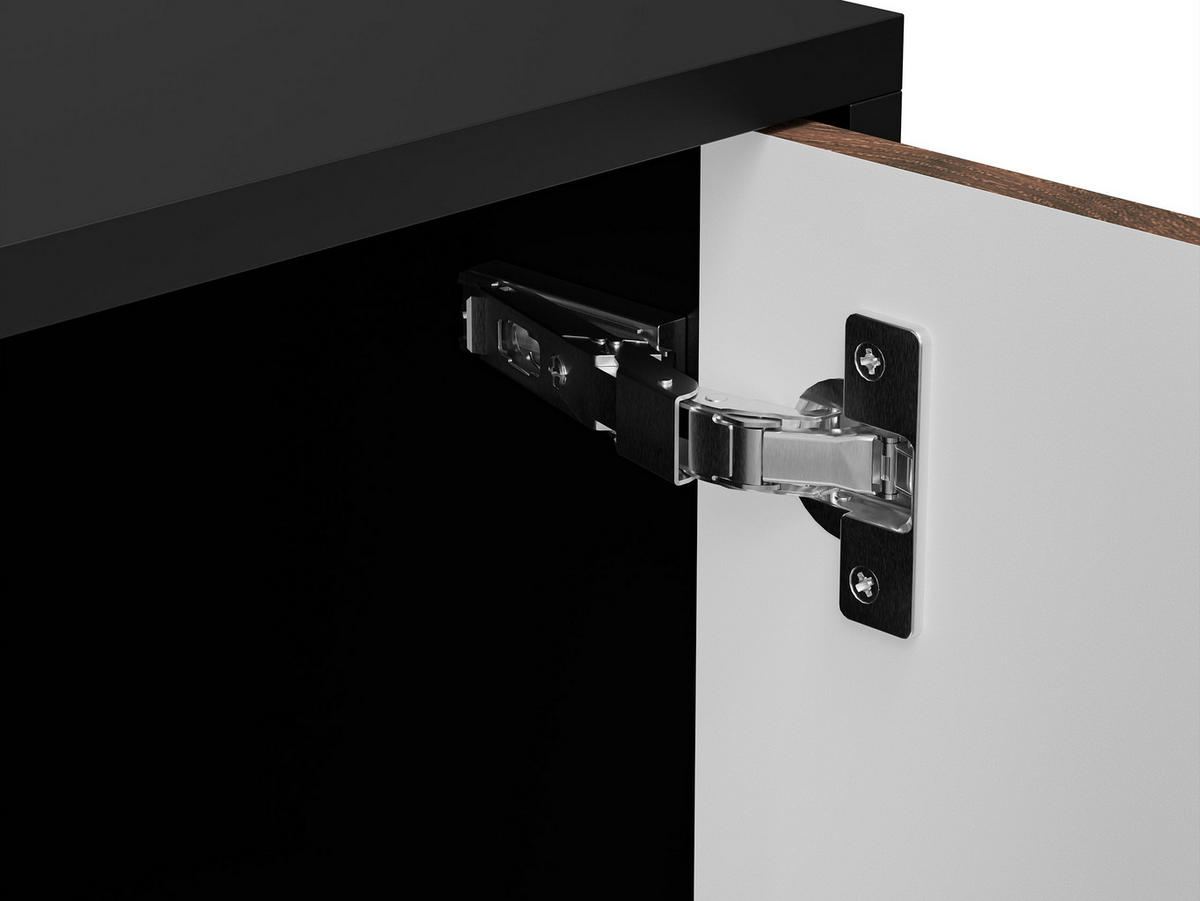 TV-LOWBOARD Cortina 180 mit Elektrische Kamin - Schwarz, Holzwerkstoff/Metall (180/60/40cm) - MIRJAN24