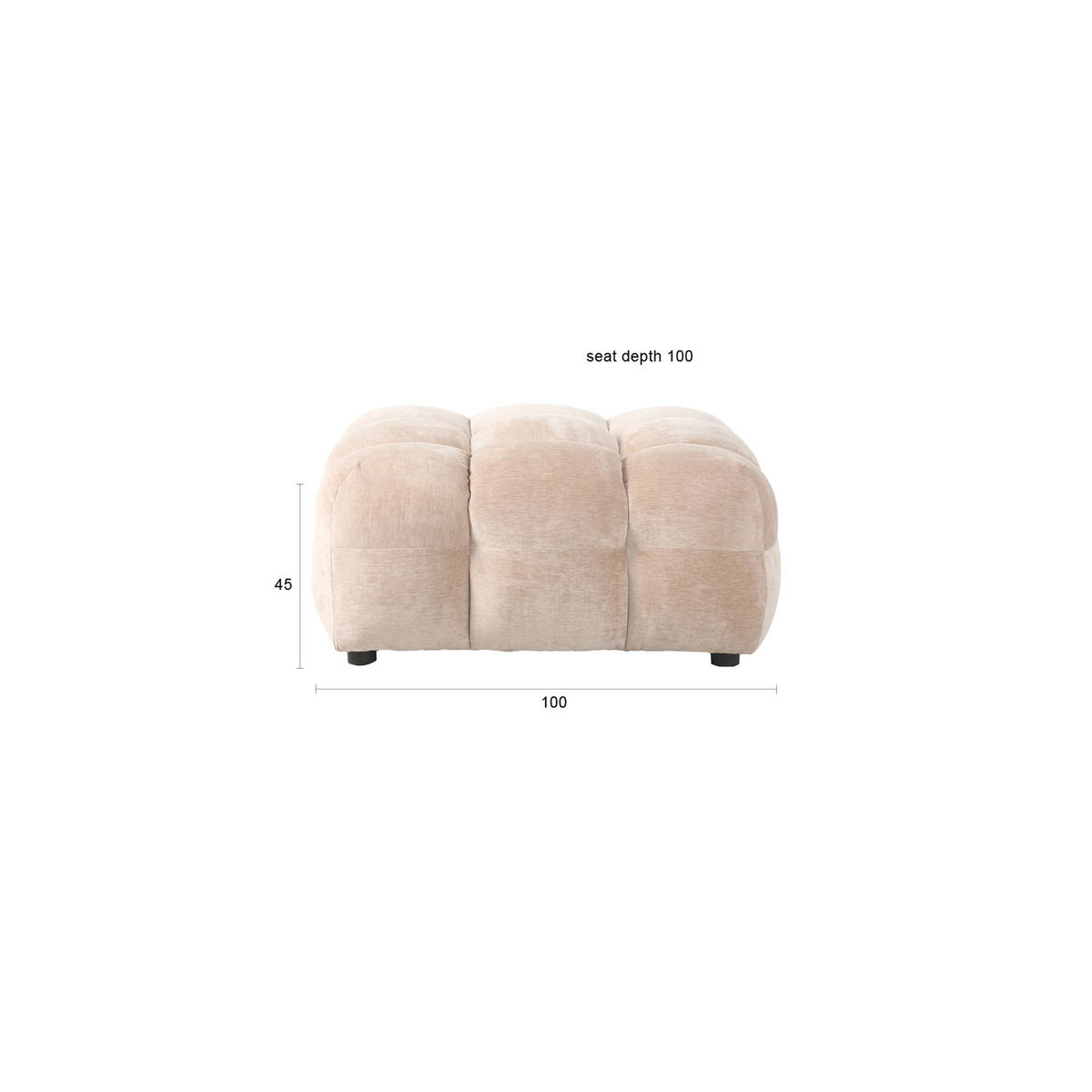 SITZHOCKER Hackman Samt Beige - Beige, Kunststoff (100/45/100cm) - Dutchbone
