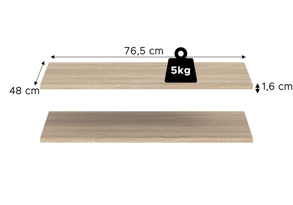 KLEIDERSCHRANK Eiche Sonoma 2-türig 80 x 181 cm, Drehtürenschrank mit Kleiderstange - Eichefarben/Schwarz, Holzwerkstoff/Kunststoff (80/181/52cm) - Inn.Furn