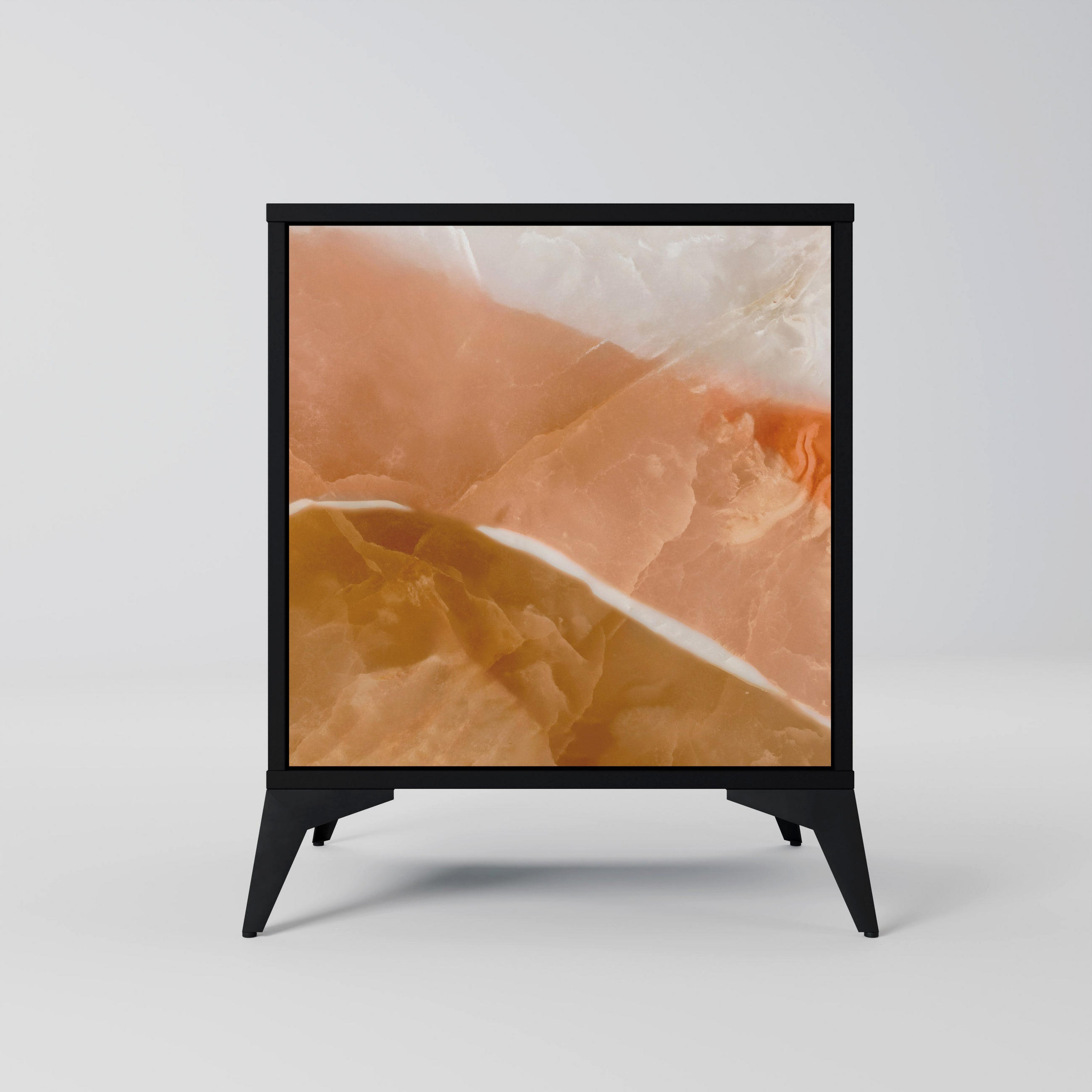 SIDEBOARD SANDHILLS SPLENDOUR, Schwarz, 57,5x42x70,5 cm, Schwarze Metall-Sternfüße - Multicolor/Schwarz, Holzwerkstoff/Metall (57.5/70.5/42cm) - SpaceRebels