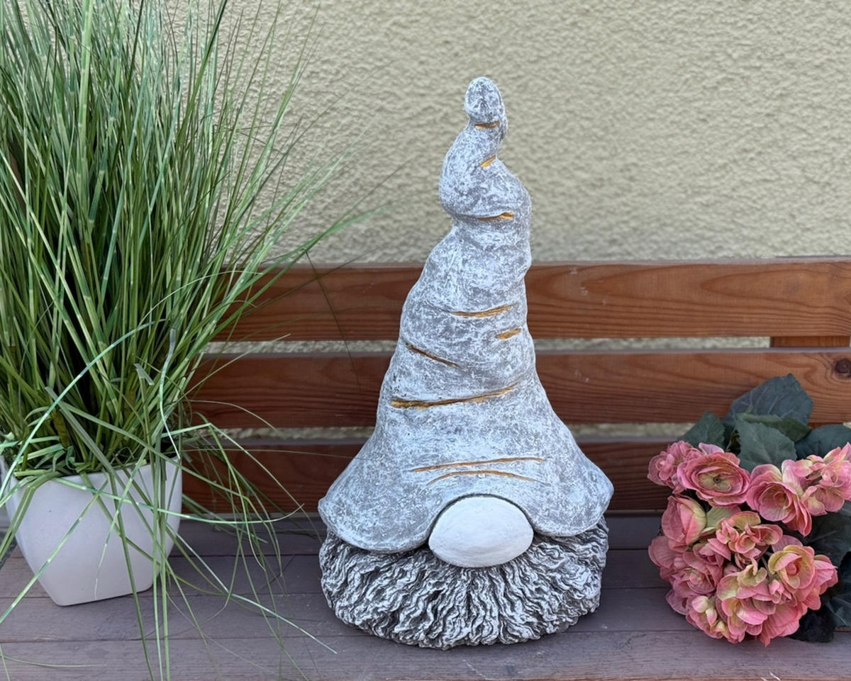 STEINFIGUR Wichtel Egon XL frostfest Steinguss Gartendeko - Grau, Stein (22/41/25cm) - stoneandstyle