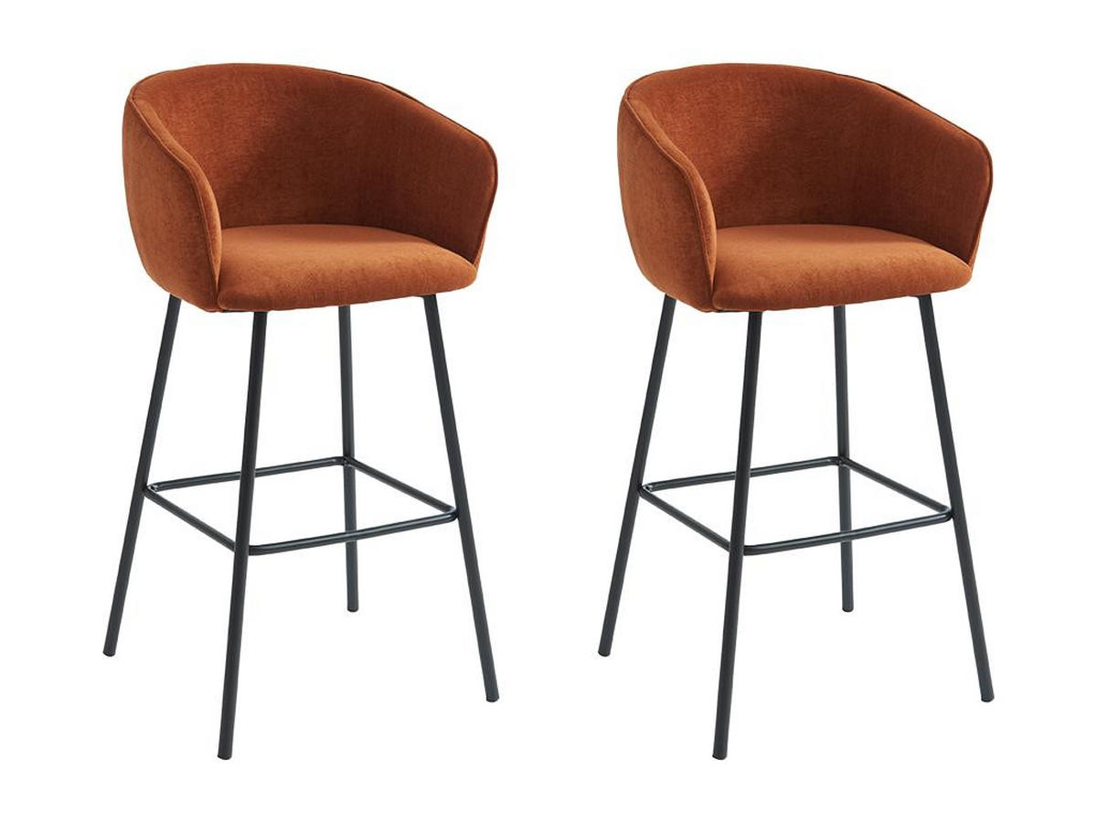 BARHOCKER 2er-Set - Stoff & schwarzes Metall - Terracotta - LAZONI - Braun, Textil (52/101/54cm) - Pascal Morabito