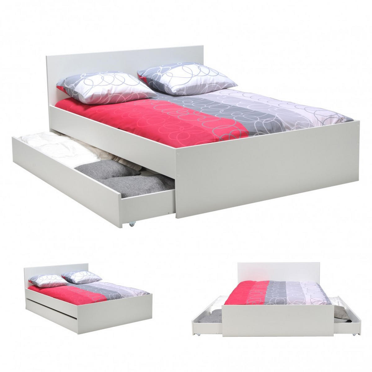 BETT OSLO mit Schubladen / Bett 140x200 - Weiß - Weiß, Holzwerkstoff (140/200cm) - Weber Industries
