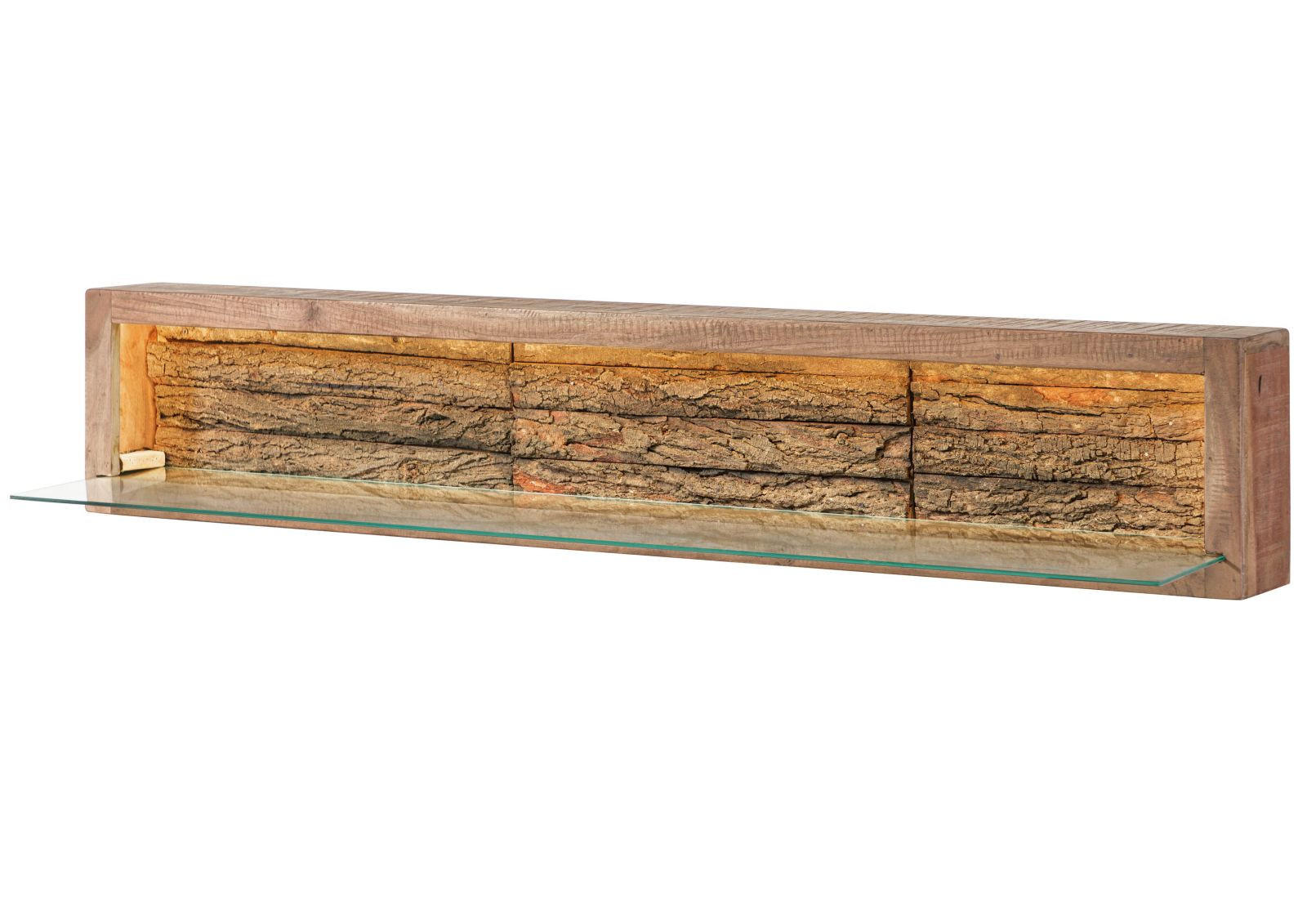 WANDREGAL Akazie 145x30x27 natur lackiert BARK #105 - Naturfarben, Holz (145/27/30cm) - Massivmoebel24